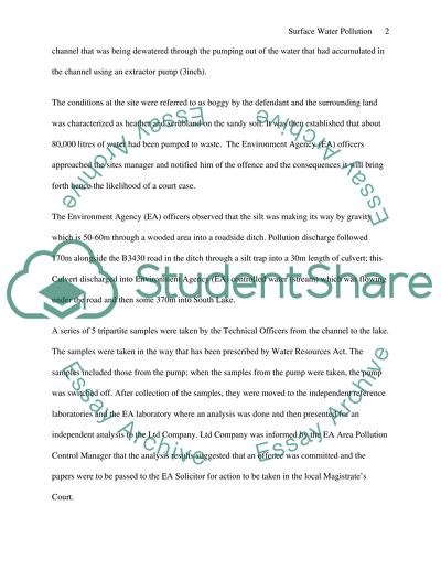 Court Case against an Alleged Surface Water Polluter Brought Under Section 209 of the Water Resources Act (1991)