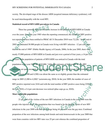 HIV screening for potential immigrants to Canada