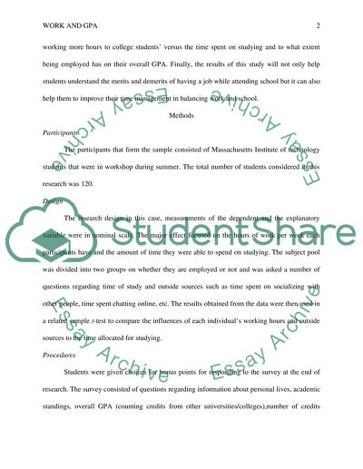 Effect of Work on the Overall GPA by Students