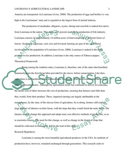 Changing Agricultural Landscape of Southern Louisiana