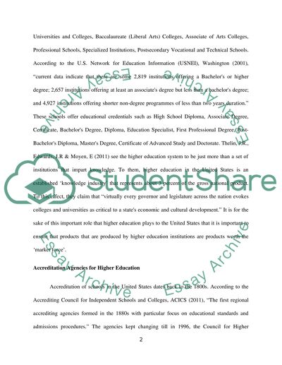 Accreditation Issues for Higher Institutions