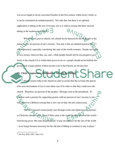 Against tithing in the modern-day christian church