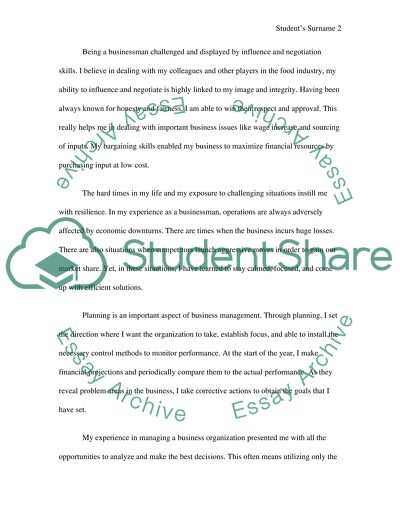 Personal Selection Criteria