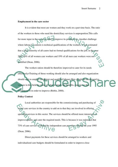 Employment in the Care Sector