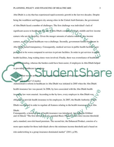 Planning, policy and financing of healthcare