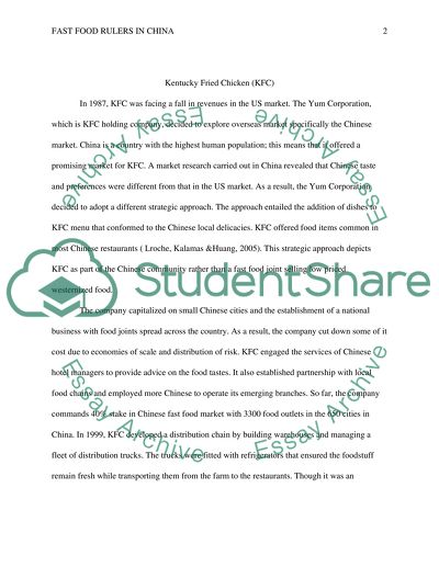 Fast Food Rulers in China