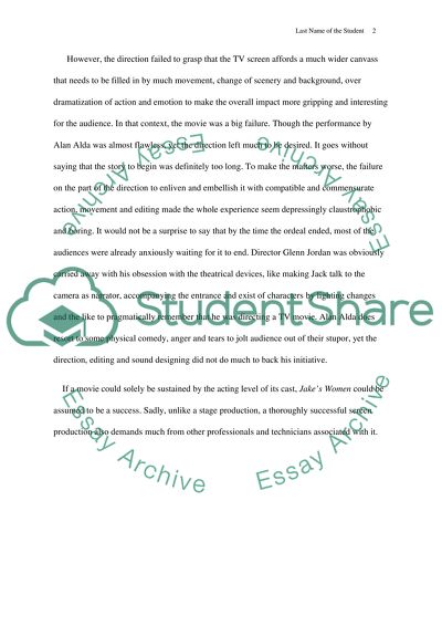 Movie critique on the movie Jakes women from 1992