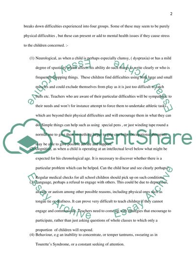 Behavioural Problems and Emotional Disturbances in School Students