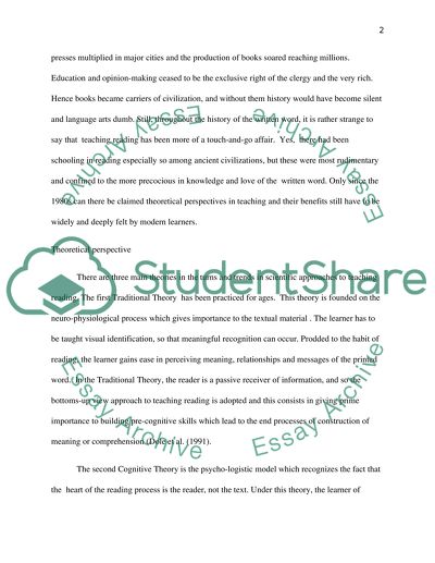 Historical and Theoretical Perspectives in Teaching Reading