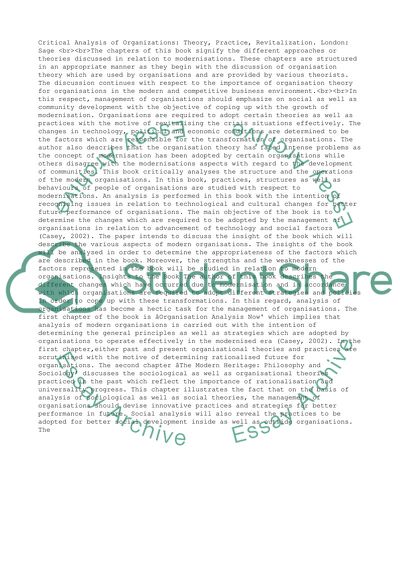 Critical Analysis of Organizations: Theory, Practice, Revitalization. London: Sage
