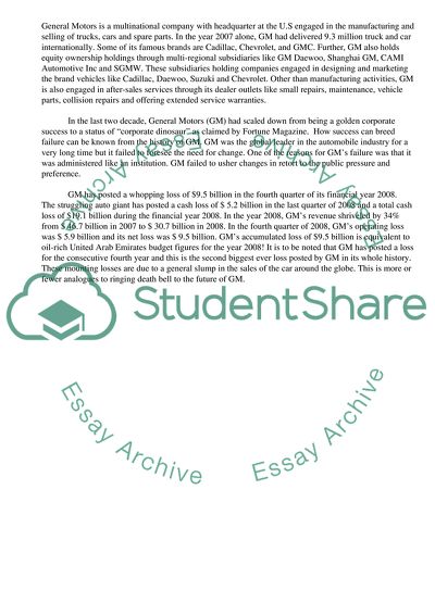 Analysis of General Motors Corporation