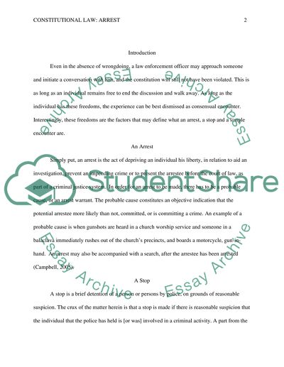 Constitutional Law: Arrest