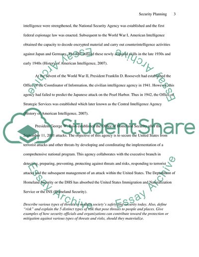 Security Planning and the History of Security Services