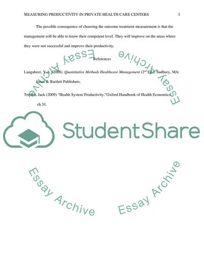 Measuring Productivity in Private Health Care Centers