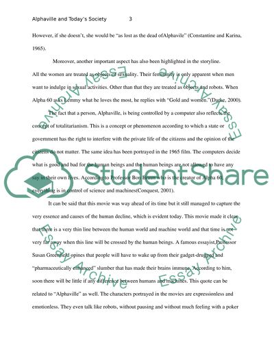 Comparison of Alphaville with Today