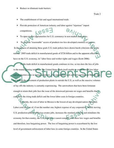 United States trade policies and their effect on the automotive industry