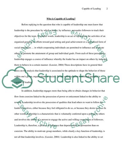 Who is Capable of Leading