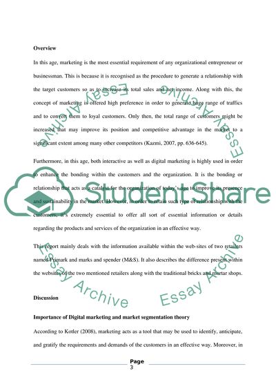 Importance of Digital Marketing and Market Segmentation Theory