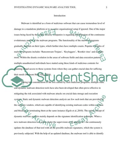 Investigating Dynamic Malware Analysis Tool