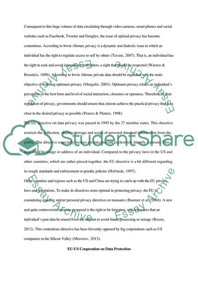 The European Union: the Right of Privacy