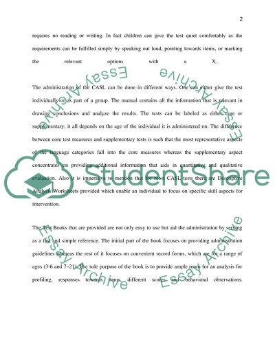 Formal Language Tests. The Comprehensive Assessment of Spoken Language
