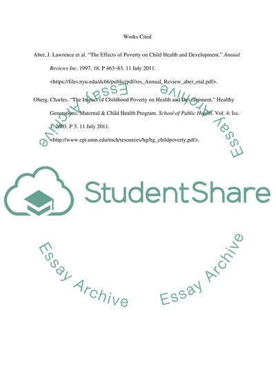 The effects of poverty on the physical development on children