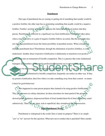 The Use of Punishment to Change Behavior