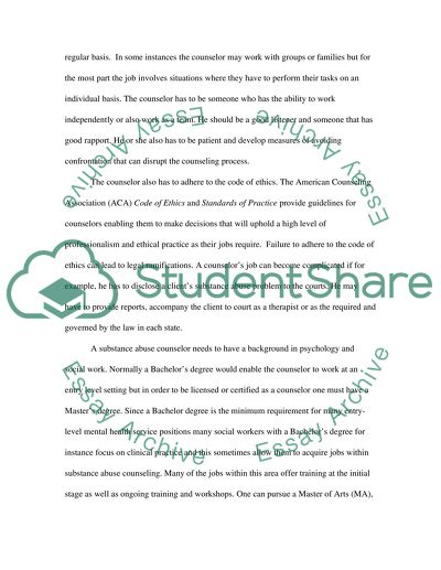 Substance abuse counseling