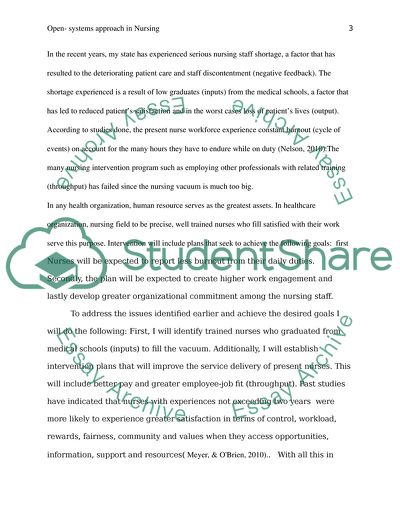 Open-Systems Approach in Nursing