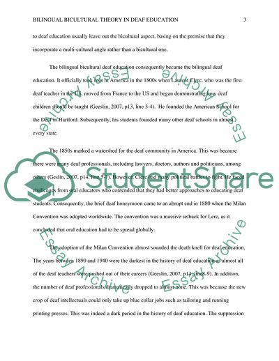 Bilingual Bicultural Theory in Deaf Education