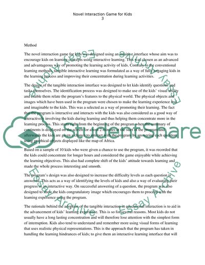 Novel Interaction Game for Kids