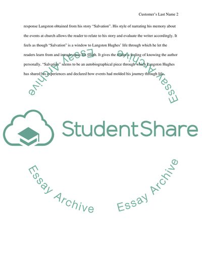 Salvation Story Written by Langston Hughes