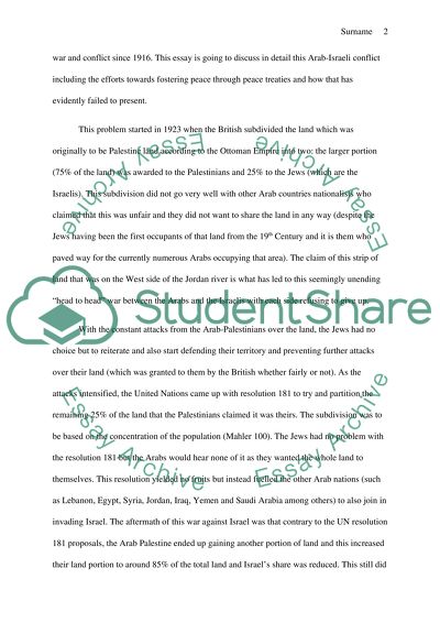 Arab and Israeli conflict