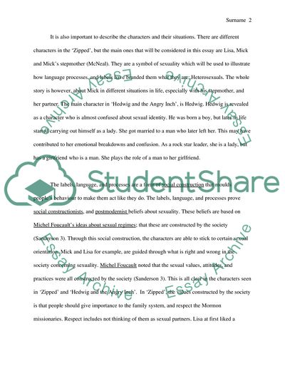 Characters in Zipped and Hedwig - Gender Duality