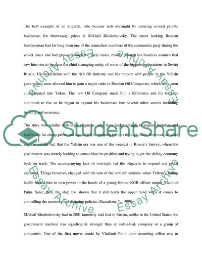 Relationship between Russian Oligarchy and the Kremlin