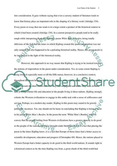 Text Analysis of Rudyard Kiplings Poem White Mans Burden and George Orwells Essay Shooting an Elephant