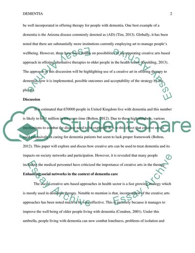 Potential of Creative Arts in Caring for Dementia People