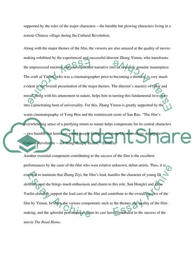 Film analysis ( The road home )