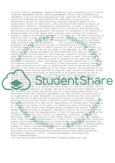 P and Q Inventory Management Systems