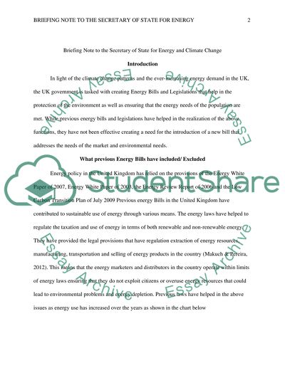 Briefing Note to the Secretary of State for Energy and Climate Change