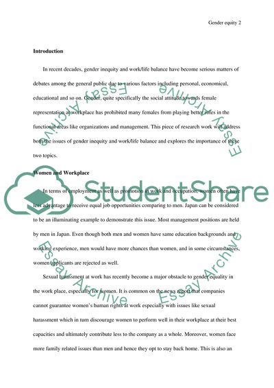 The Role of Equity and Dignity at Work with Regard to either Gender and Work/Life Balance