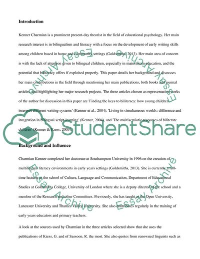 Charmian Kenner and her Contribution to Research on Biliteracy