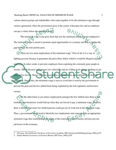 Critical Analysis of Minimum Wage