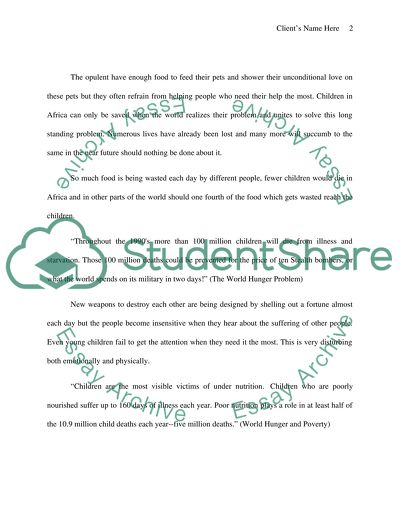 The Concept of World Hunger