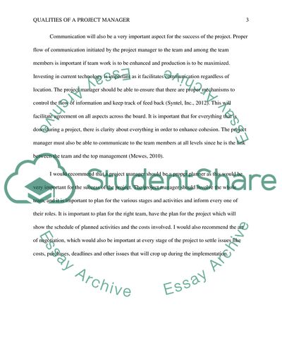 Qualities of a Project Manager