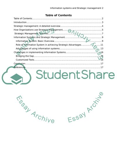 Strategic Management and Role of Information Systems in Achieving Strategic Advantages
