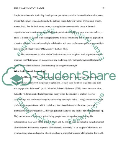 The Charismatic Leader in a Healthcare Organization