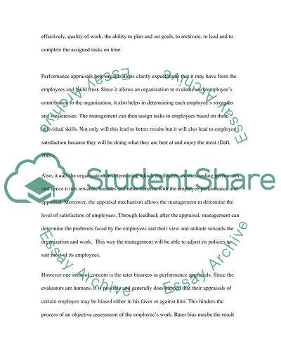 Human resources management: performance appraisals