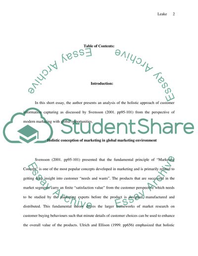 Holistic Conception of Marketing