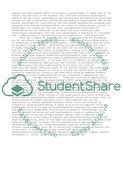 Analysis of Morgans Ideas